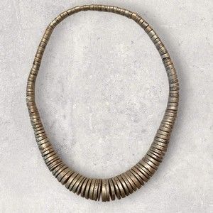 Rare Ethnic Silver Wood Bead Necklace